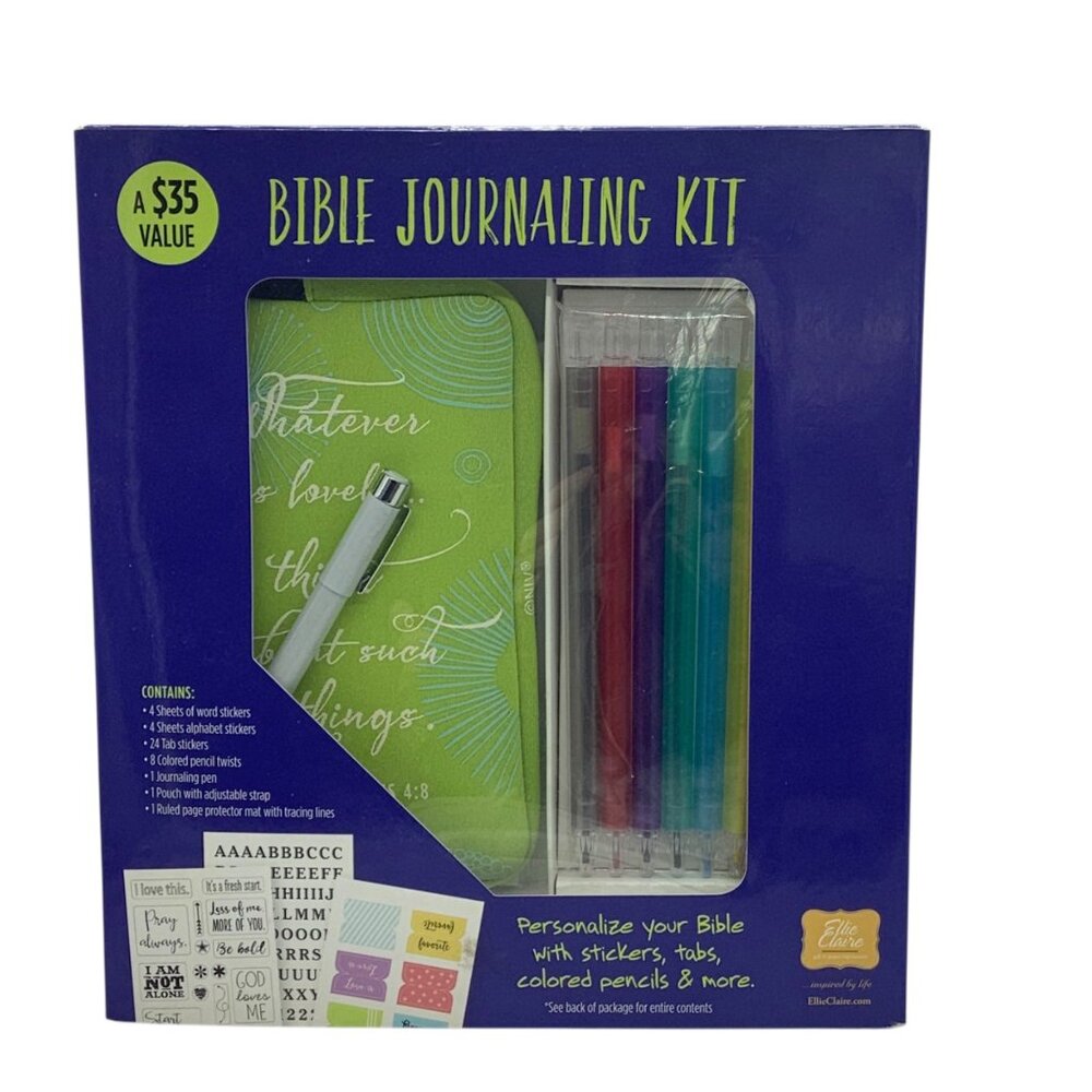 Bible Journaling Kit‎ Stickers Colored Pencils Case Ellie Claire NEW